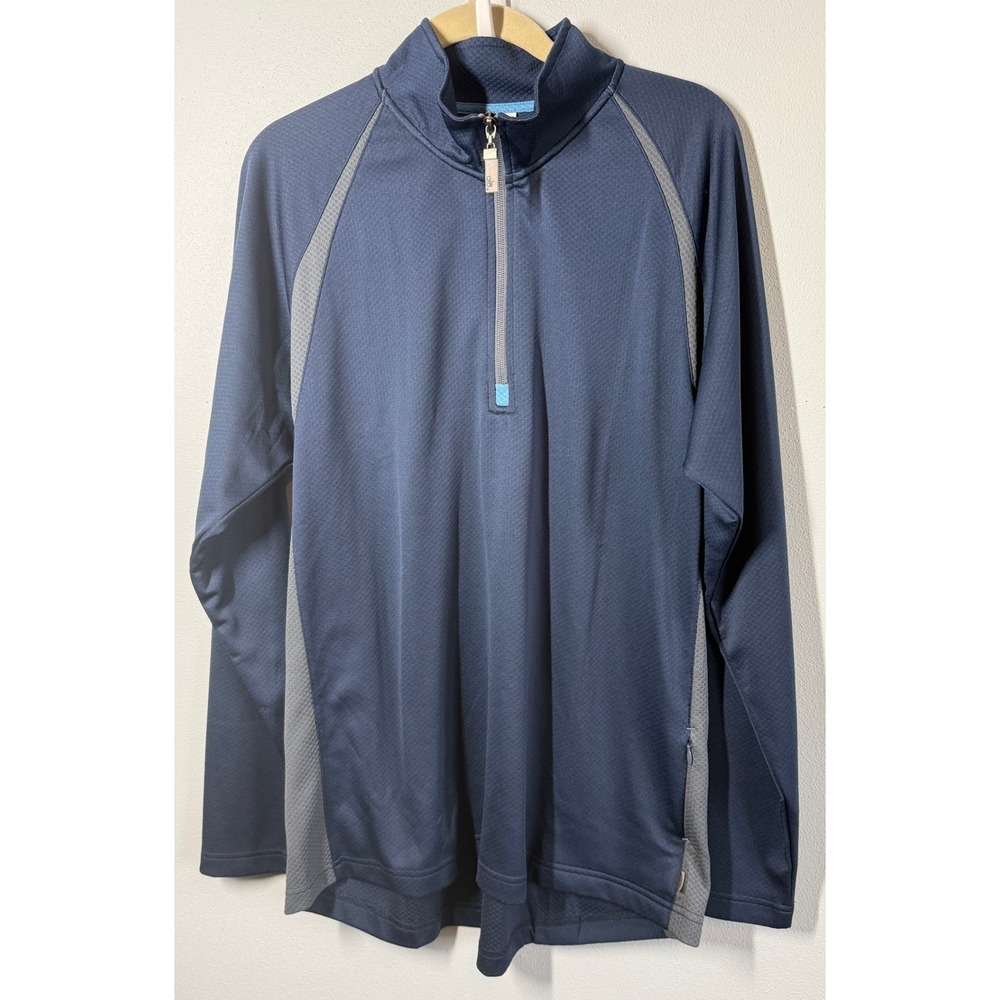 Alo Sport Mens Blue Coolfit 1/4 Zip Pullover Size Large Activewear Ciroc Logo